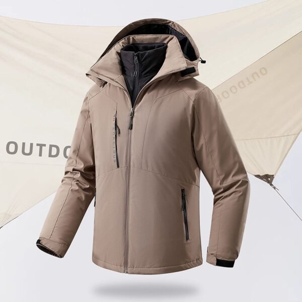 Outdoor mountaineering clothing clip-on punch cotton jacket removable ultrasonic vest windproof and waterproof jacket male - Image 4