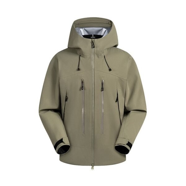 Outdoor fashion versatile solid color men and women with the same soft shell rushing jacket waterproof single layer hooded couple casual jacket - Image 3