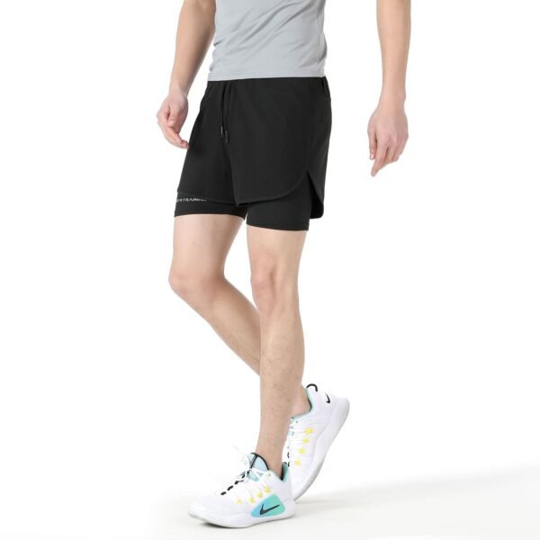 Sports ice silk quick-drying shorts men's double-layer false two-piece summer thin section breathable leisure running training