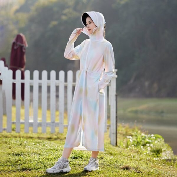 Summer UPF50 + light original yarn sunshade UV sunscreen clothing women's long ice silk skin coat - Image 3