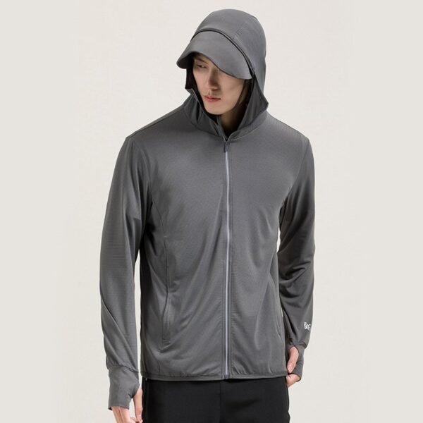 UPF50+ sunscreen clothing removable hood UV protection ice silk jacket breathable sunscreen clothing for men - Image 3