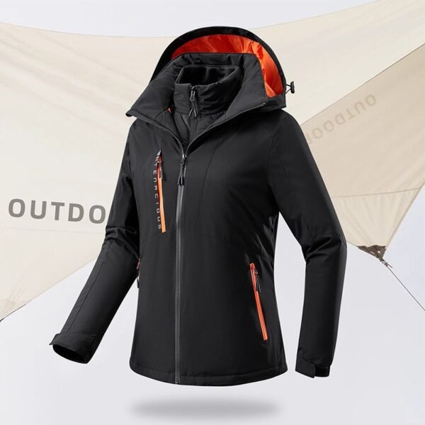 Women's Outdoor Mountaineering Jacket Windproof Waterproof with Removable Ultrasonic Vest and Clip-On Cotton Lining - Image 2