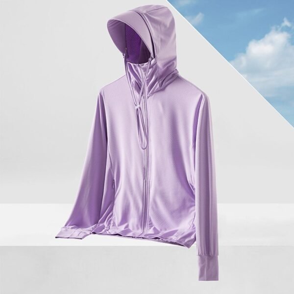 Women's Ice Silk UV Protection Hoodie with Wide Brim