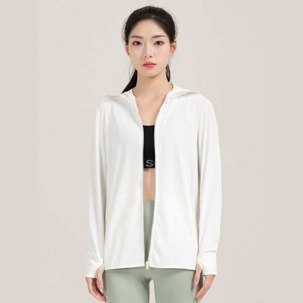 Women's UPF50+ UV Protection Jacket Removable Hoo Ice Silk Fabric Breathable Sun Protection Coat - Image 7