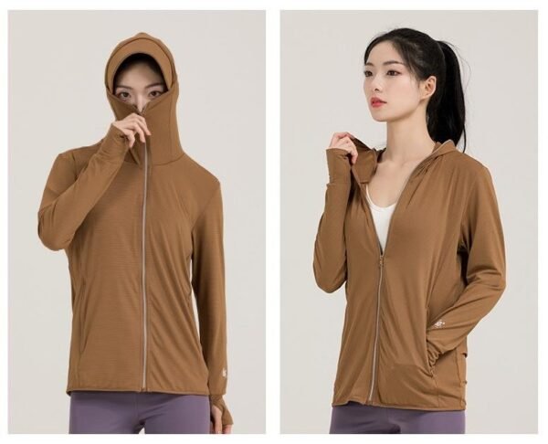 Women's UPF50+ UV Protection Jacket Removable Hoo Ice Silk Fabric Breathable Sun Protection Coat - Image 9