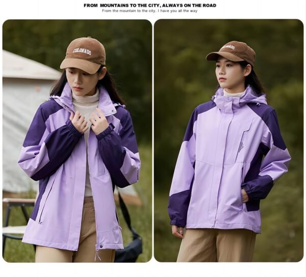 Women's single-layer patchwork hooded jacket spring and fall windproof waterproof jacket - Image 5